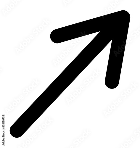 Doodle arrow icon. Black straight hand-drawn arrow illustration