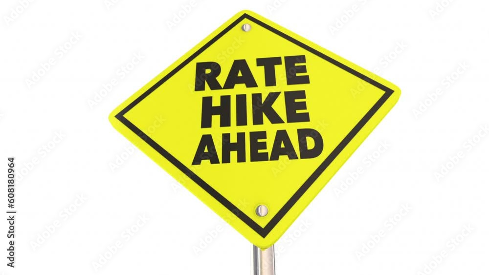 Rate Hike Ahead Sign Higher Interest Loan Cost Borrow Money Warning Risk 3d Animation Rate Hike Ahead Sign Higher Interest Loan Cost Borrow Money Warning Risk 3d Animation