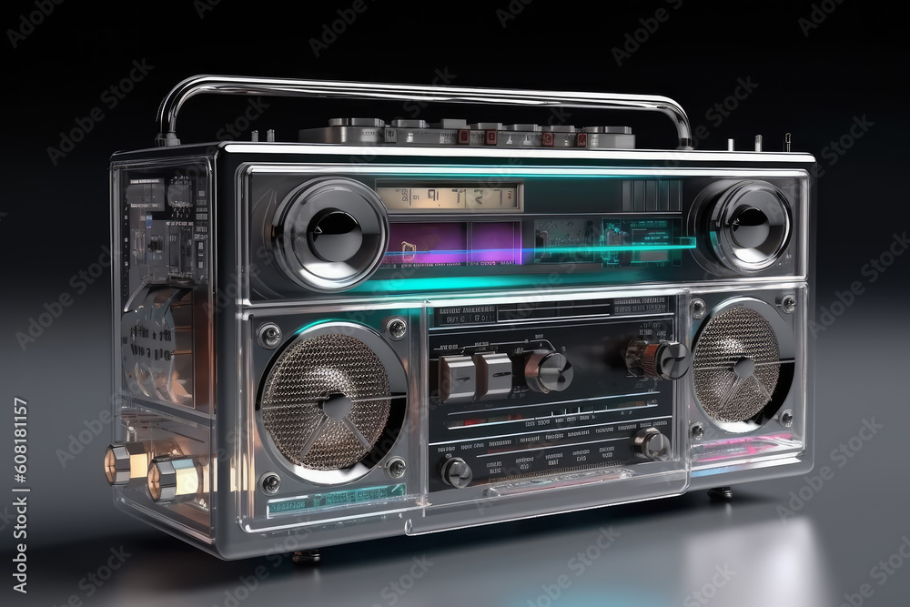 radio antigua de los años 80. Ilustración de ia generativa