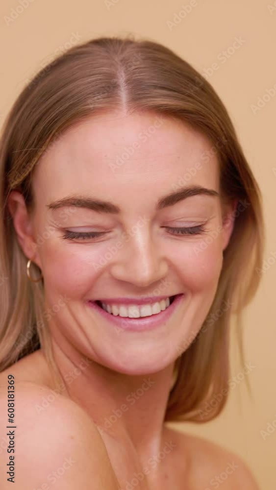 face of smiling beautiful young woman