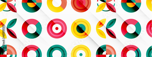Colorful circles in a grid composition abstract background. Design for wallpaper, banner, background, landing page, wall art, invitation, prints, posters