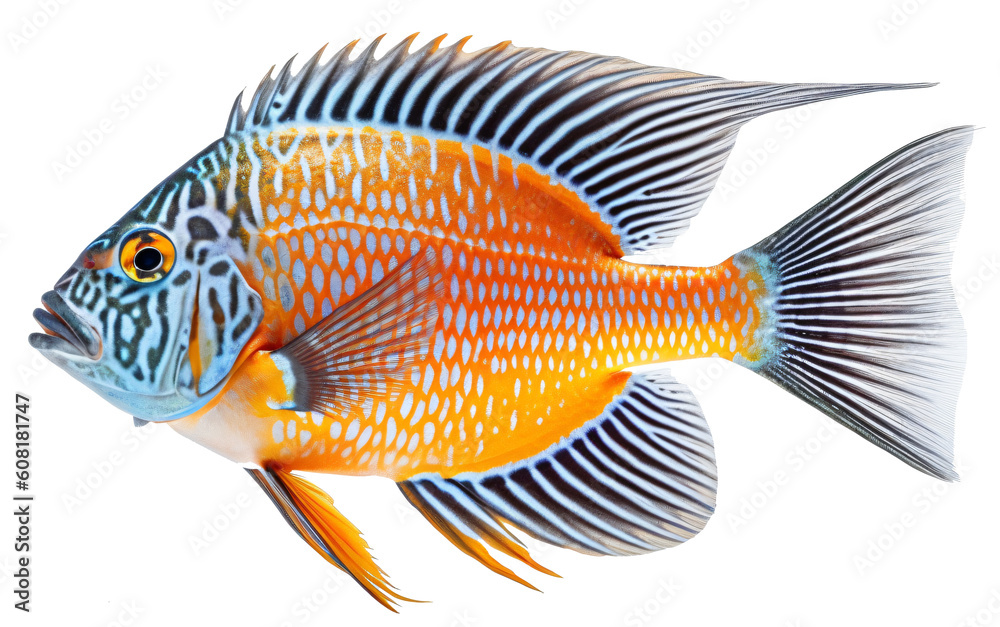 Exotic fish isolated on the transparent background PNG. AI generative.