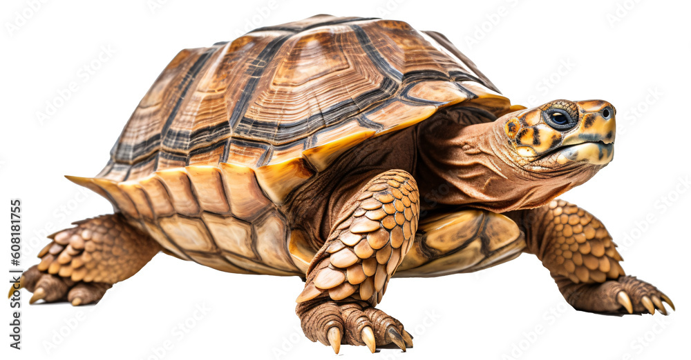 Naklejka premium Afrian turtle isolated on the transparent background PNG. AI generative.