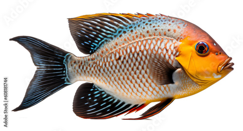 Exotic fish isolated on the transparent background PNG. AI generative.