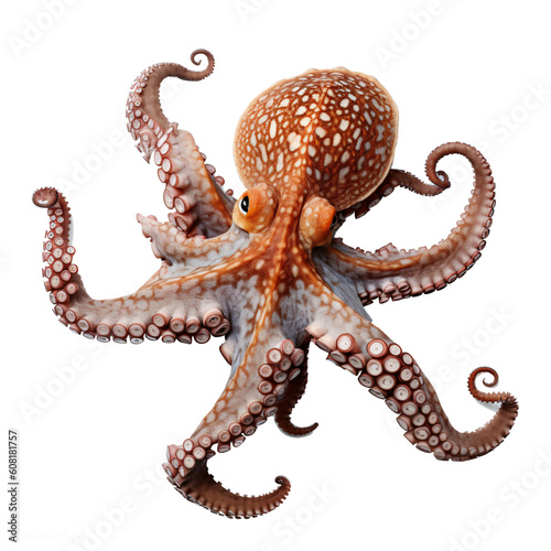 Octopus isolated on the transparent background PNG. AI generative. photo