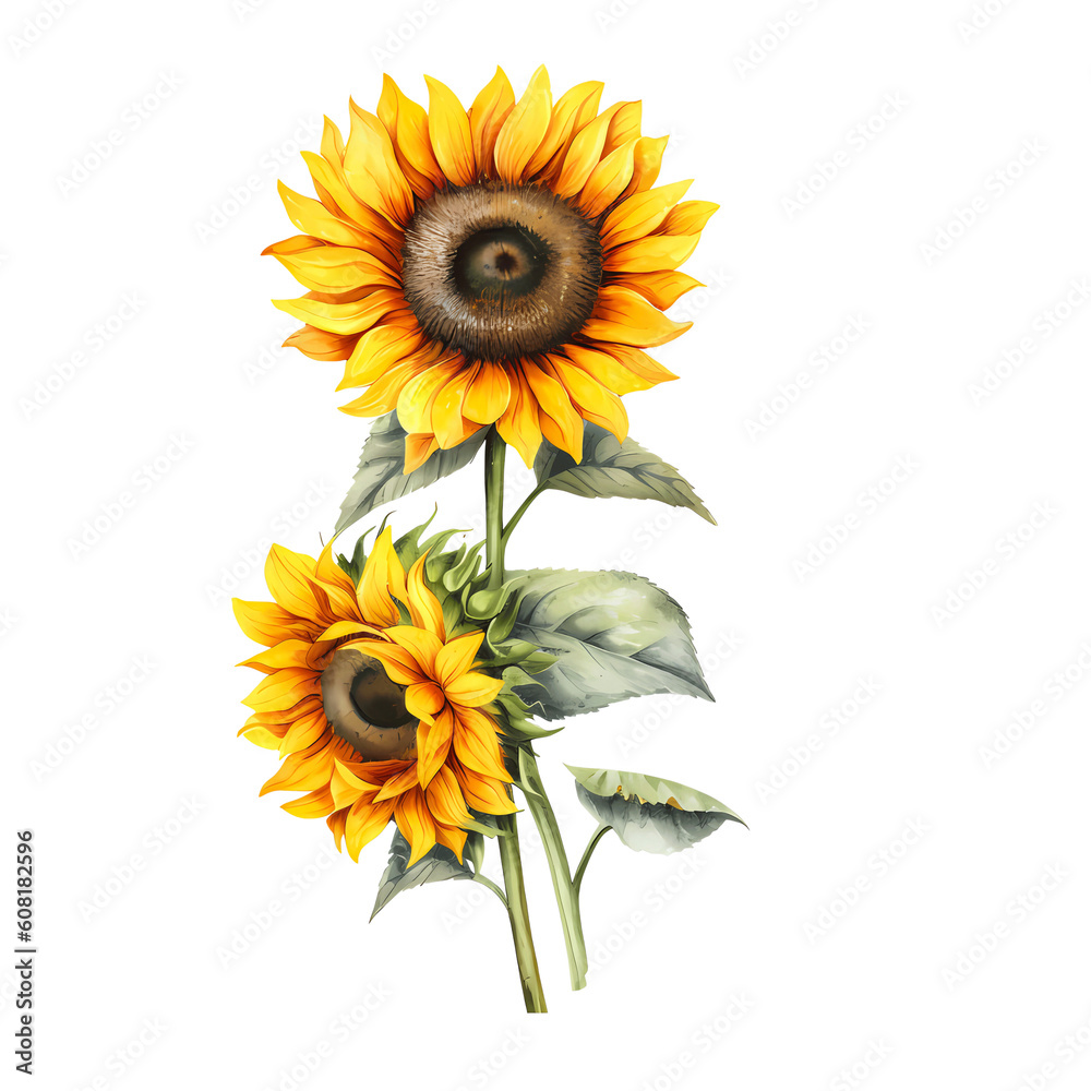 Obraz premium watercolor sunflower isolated on white background