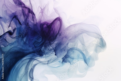Abstract white background with flowing curves in shades of purple and blue, Generative ai