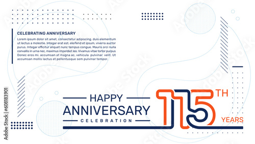 115th anniversary template design with abstract background, vector template