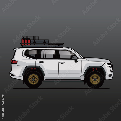 Modern Off Road Overland Car Vector White Color