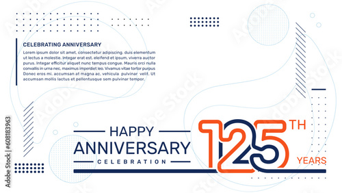 125th anniversary template design with abstract background, vector template