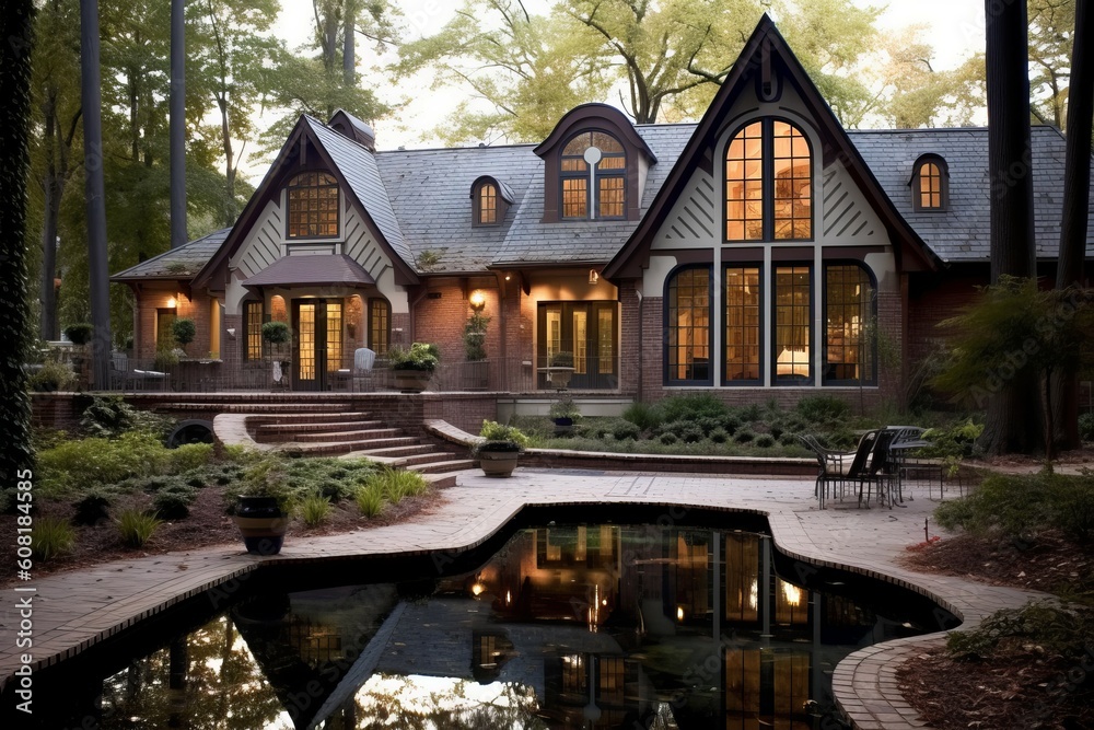 Beautiful backyard exterior house. Generate Ai Beautiful backyard exterior house. Generate Ai
