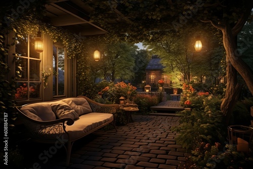 Beautiful backyard interior design. Generate Ai © nsit0108