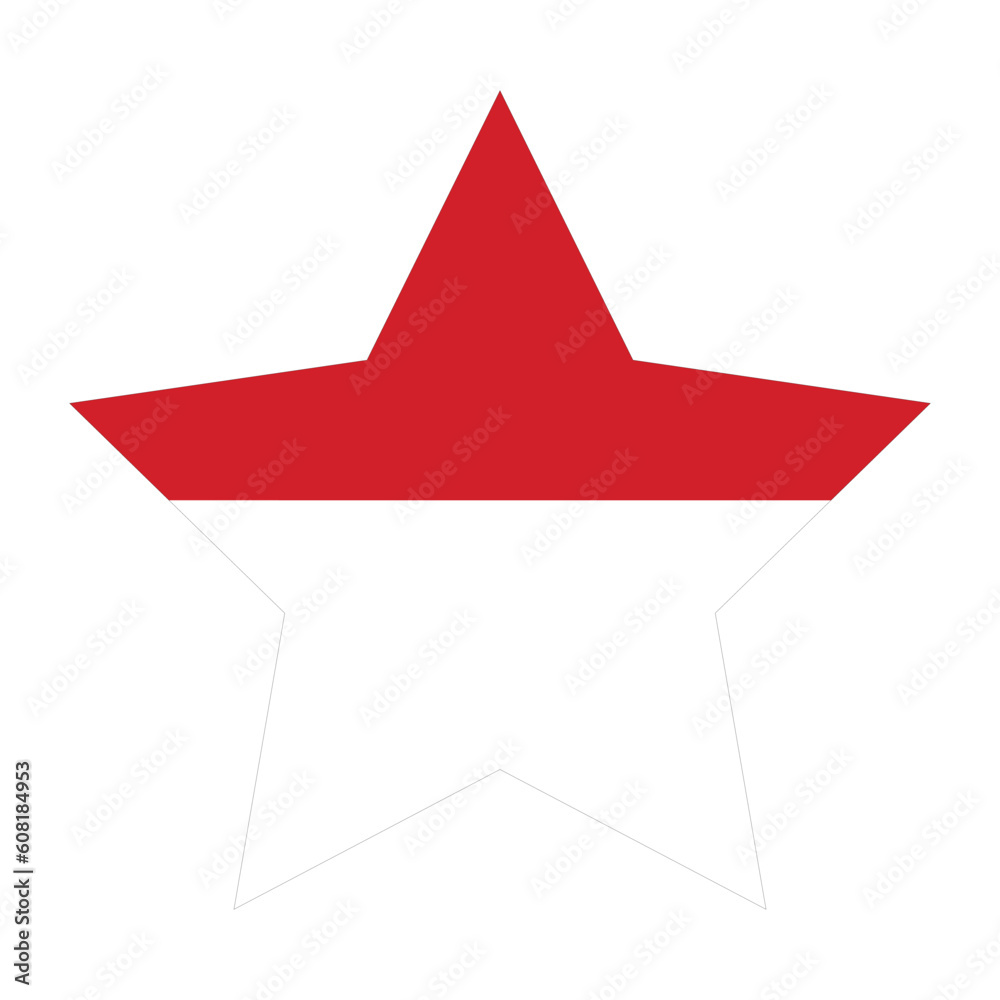 Indonesian flag in a star shape. Flag of Indonesia in star shape Indonesian flag in a star shape. Flag of Indonesia in star shape