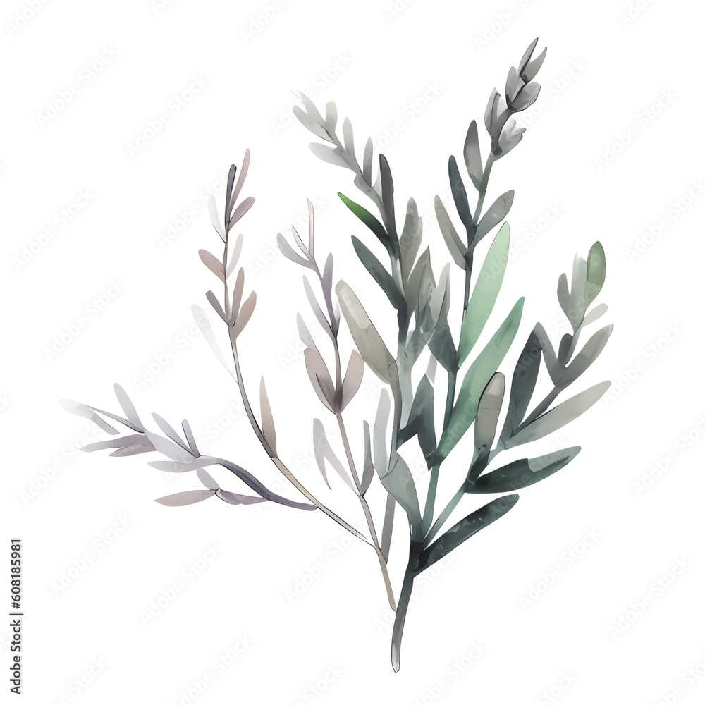 water color lavender isolated in white background