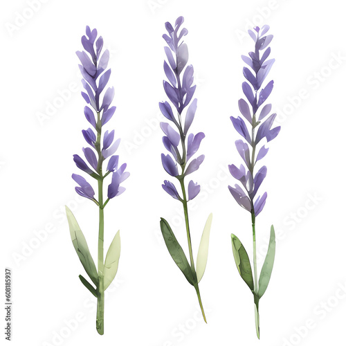 water color lavender isolated in white background