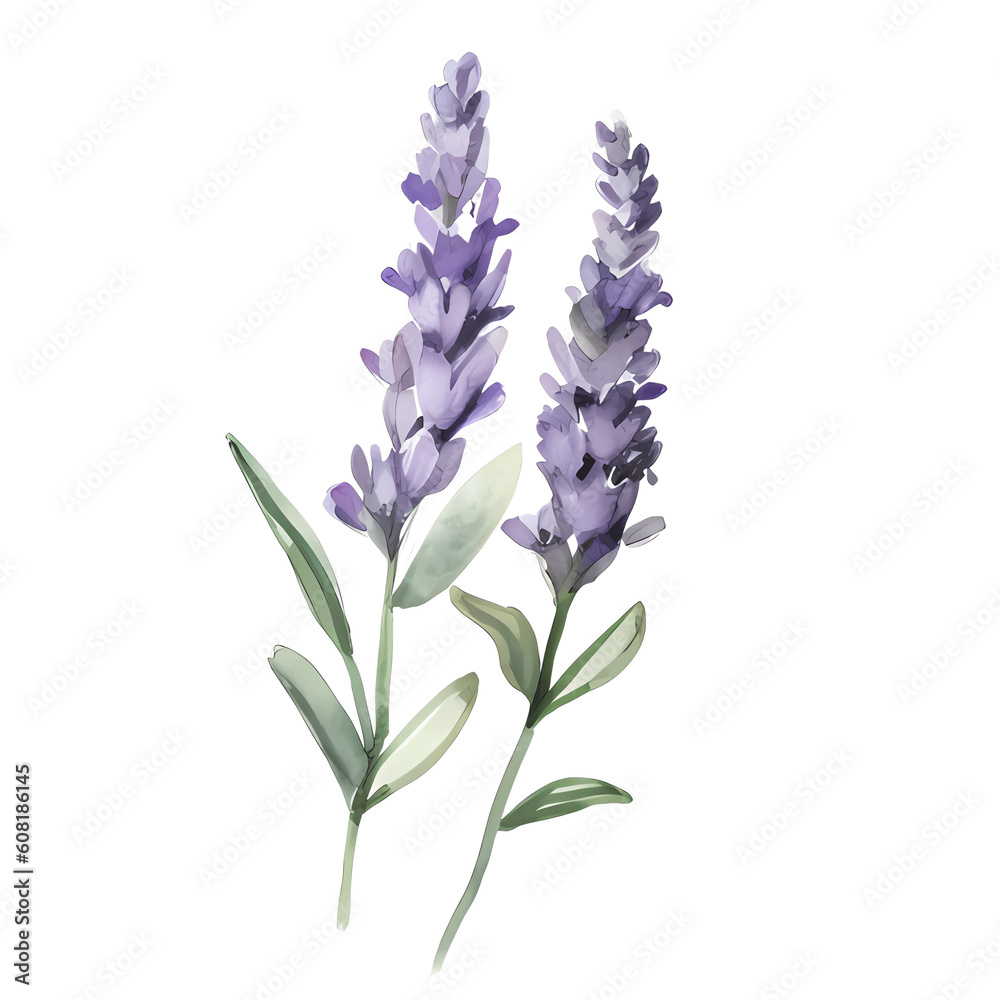 Obraz premium water color lavender isolated in white background