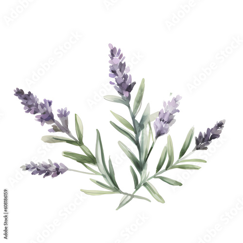 water color lavender isolated in white background