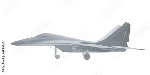 Military fighter jet polygonal. Vector art illustration of polygonal airplane. Modern war aircraft. Supersonic speed. 3D..