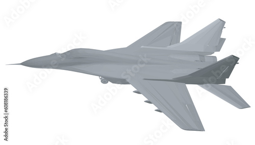 Military fighter jet polygonal. Vector art illustration of polygonal airplane. Modern war aircraft. Supersonic speed. 3D..