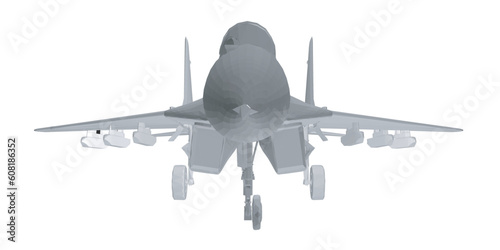 Military fighter jet polygonal. Vector art illustration of polygonal airplane. Modern war aircraft. Supersonic speed. 3D..