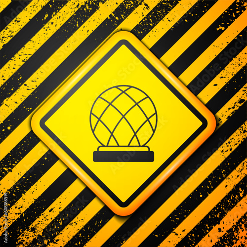 Black Montreal Biosphere icon isolated on yellow background. Warning sign. Vector