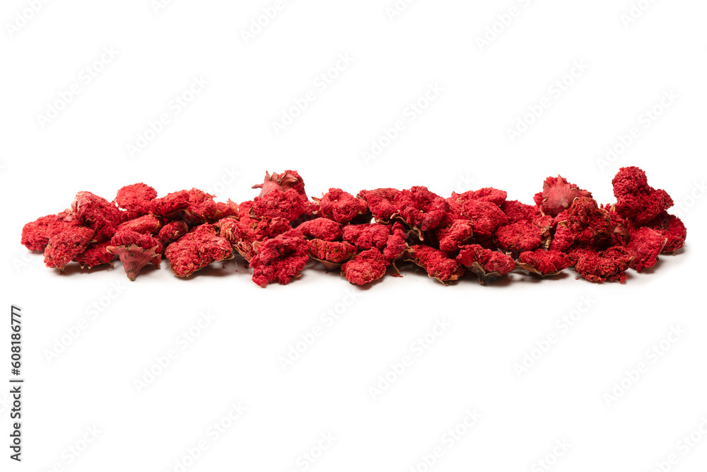 Dried pomegranate flower isolated on a white background. Dried pomegranate flower isolated on a white background.