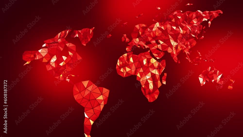 3d illustration video 4k red world map illustration. concept for ...