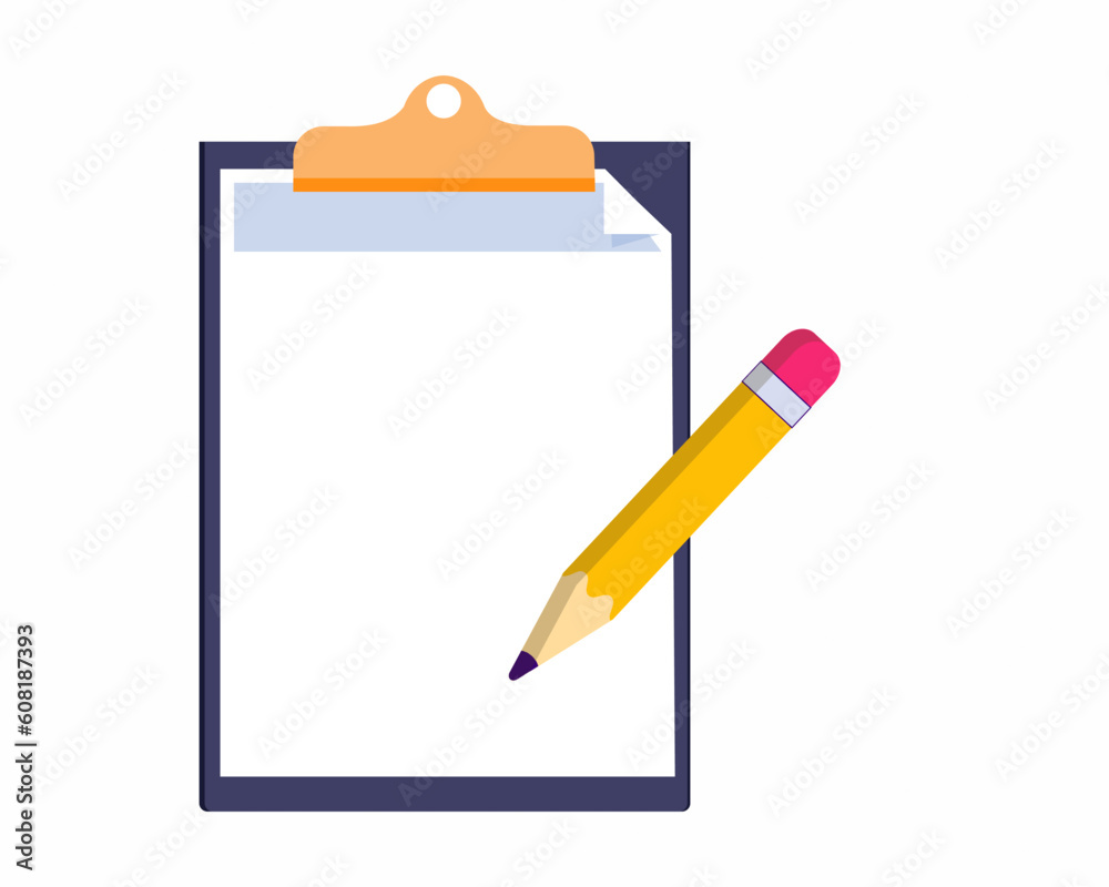 Paper checklist and pencil icon for writing goals and ideas flat vector design. Paper checklist and pencil icon for writing goals and ideas flat vector design.
