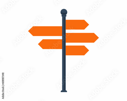 Direction cross road sign board with arrow Signboard pointer flat vector illustration.