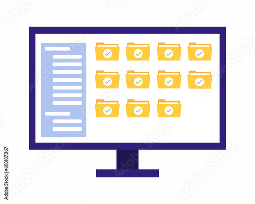 documents and media content organized in computer File management concept.