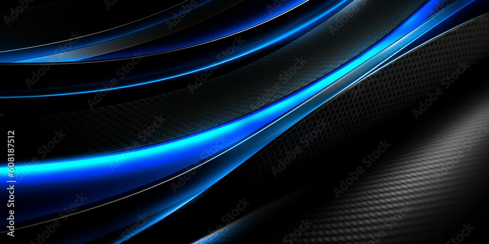 Schöner moderner futuristischer Hintergrund mit Wellenlinien und Kanten in Schwarz Blau, ai generativ
