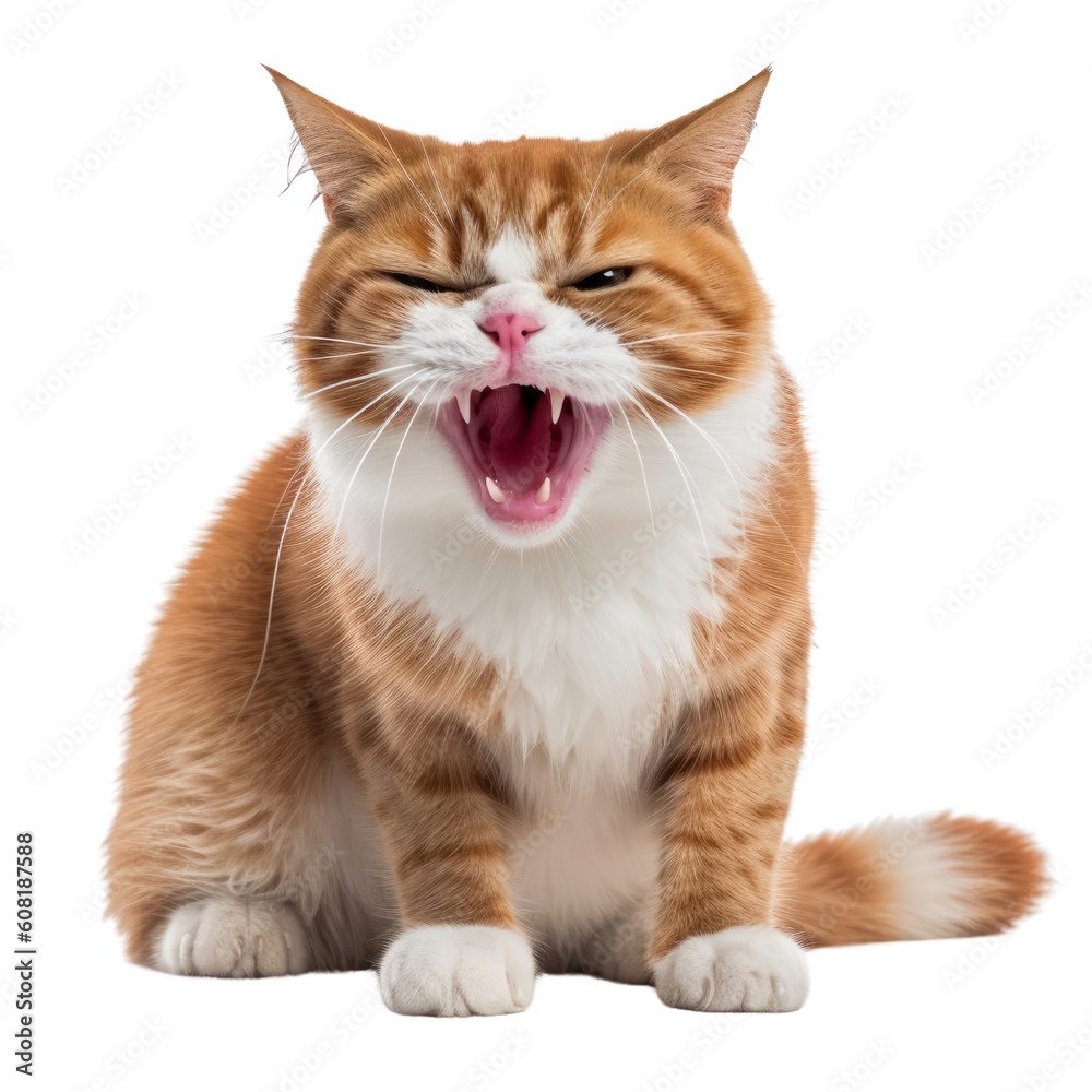 shorthair cat isolated on transparent background cutout