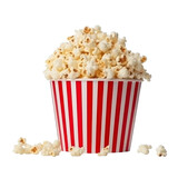 bucket of popcorn isolated on transparent background cutout