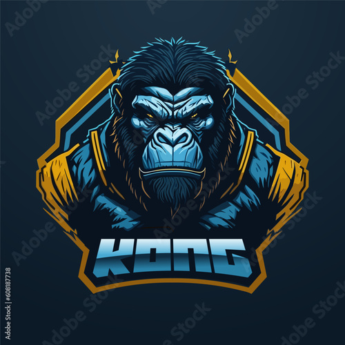Gorilla head mascot logo. Esport animal gaming logo. Impeccable king kong mascot design.