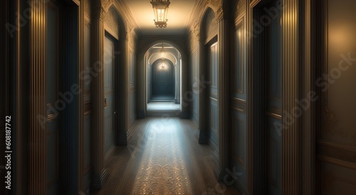 Perspective view of a grand corridor [AI Generated]