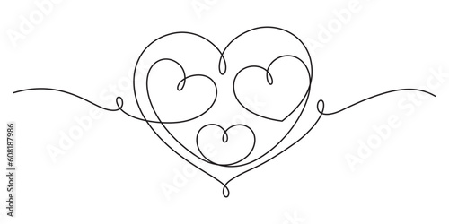 parents love hearts shape in family concept continuous line drawing thread line