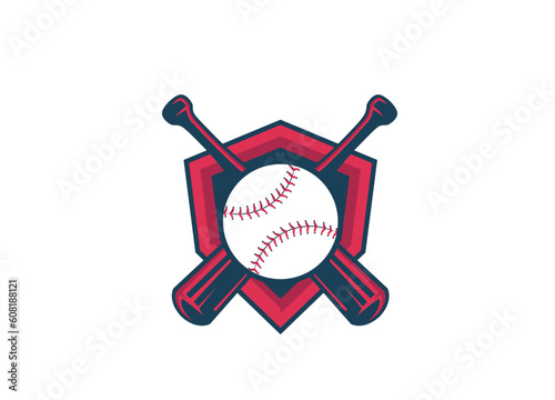 Baseball logo design, Baseball icon with crest.