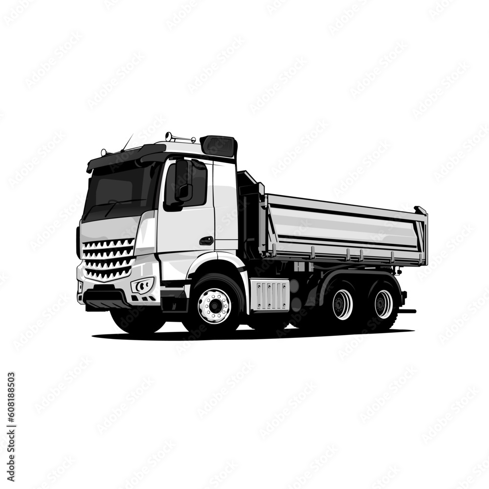 Truck Construction Illustration Editable White Color