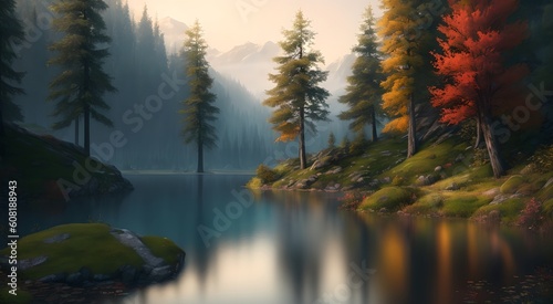 Serene forest reflection in the lake [AI Generated]