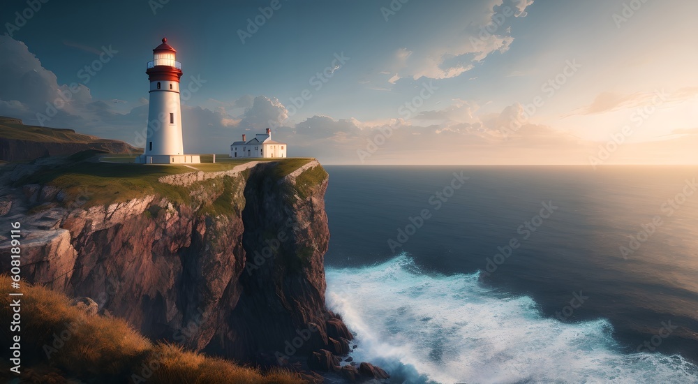 Majestic lighthouse on the coast [AI Generated]