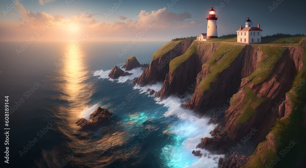 Majestic lighthouse on the coast [AI Generated]