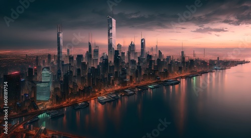 Urban landscape with towering buildings [AI Generated] © Jefferson