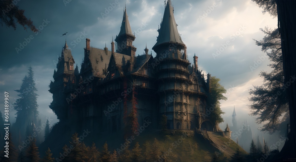 Obraz premium Majestic castle tower and architecture [AI Generated]