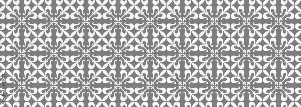 Historic Decorative All Over pattern. Vintage tilework and textiles grey Geometric Design. Abstract art. 