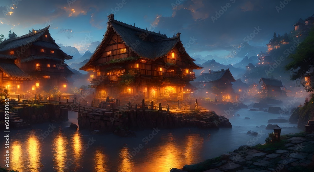 Obraz premium Picturesque cityscape with historic architecture [AI Generated]