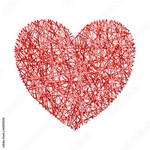 Red heart nest on a white background. Vector illustration for your design.