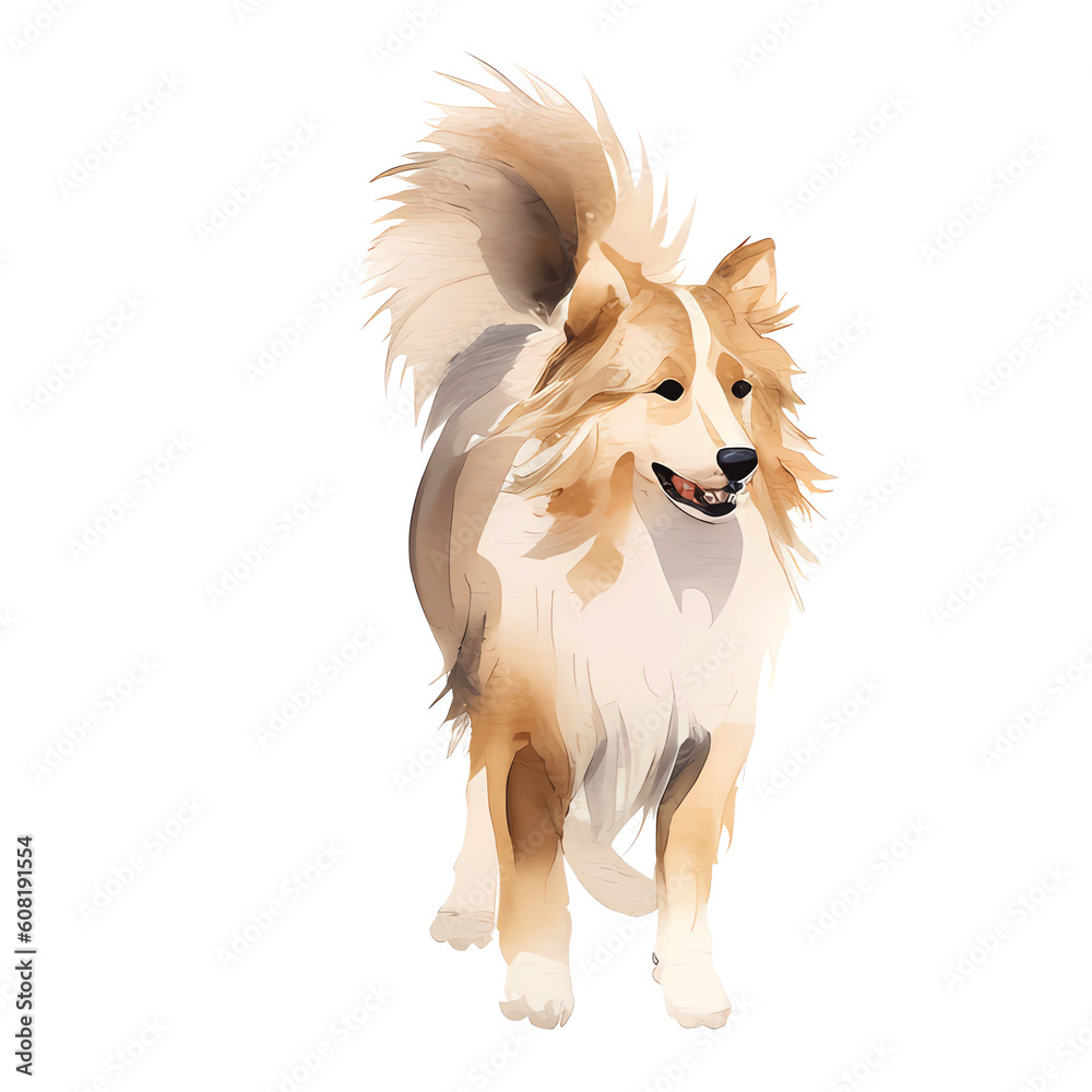Naklejka premium watercolor collie dogs png , transparent, no background