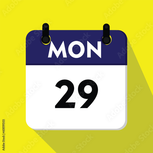 new calendar, 29 monday icon, calender icon photo