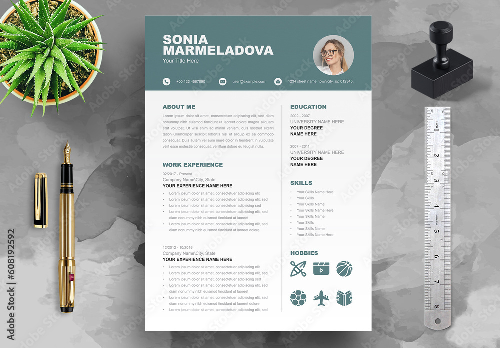 Cover Letter Layout with Tan Accents Stock Template | Adobe Stock