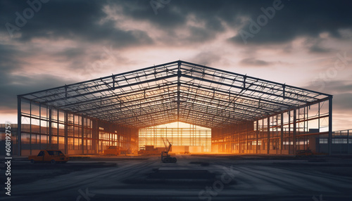 steel frame structure under construction